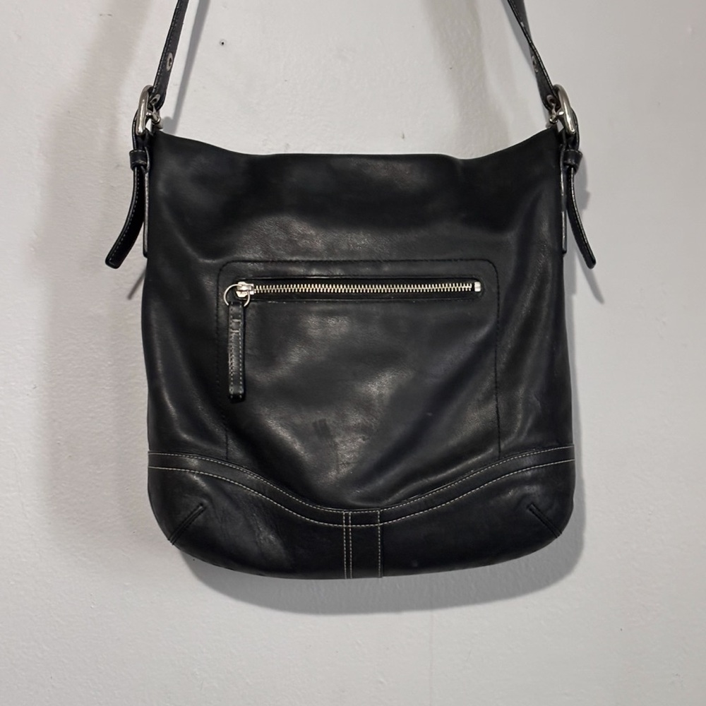 Vtg Coach Genuine Leather Crossbody/ Shoulder‎ Bag Black F10937 - Picture 4 of 12